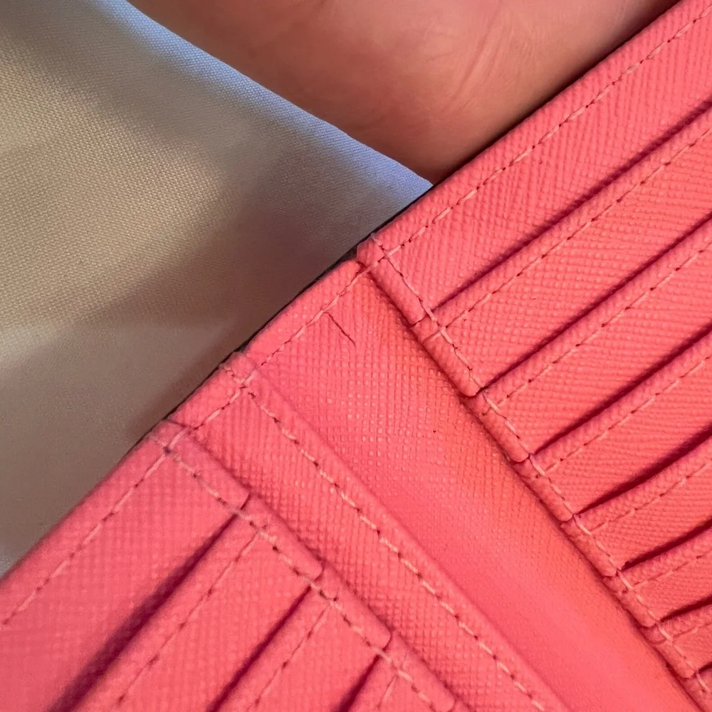 Michael Kors Jet Set Travel Large Trifold Wallet Grapefruit Pink - Picture 12 of 16